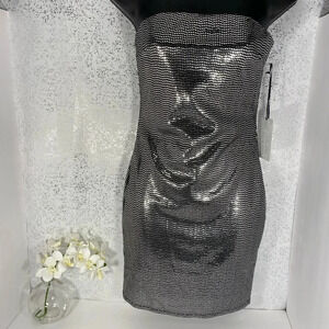 🆕 IRIS Black & Silver Shiny Dress - Size Small